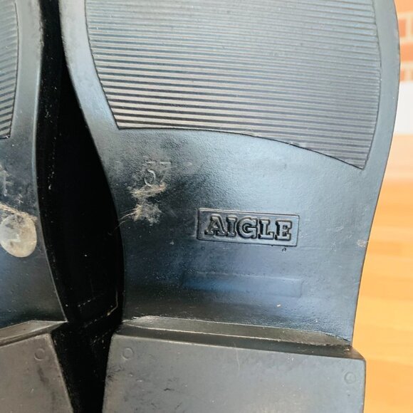 TORY BURCH Black Rain Riding Boots Boots AIGLE Women’s Size 7 B - Picture 10 of 16